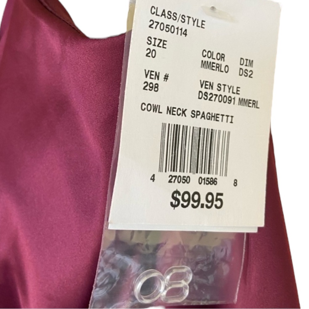 David’s Bridal Satin Charmeuse Cowl Neck Cross Back Slip Dress with Slit - Picture 8 of 9